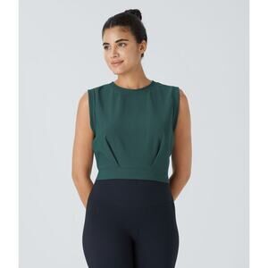 NWT Halara Cooper Green Patitoff Flow Sleeveless Cropped Yoga Tank Top XL